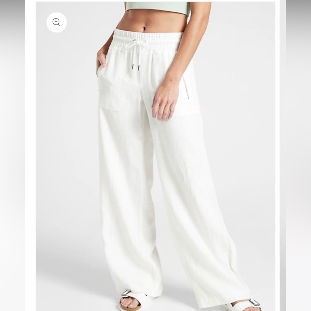 Women’s Athleta Cabo Linen Wide Leg Pants White